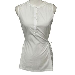 THEORY Sleeveless Tied Popover Top White SZ Medium Wardrobe Staple Luxury NWT